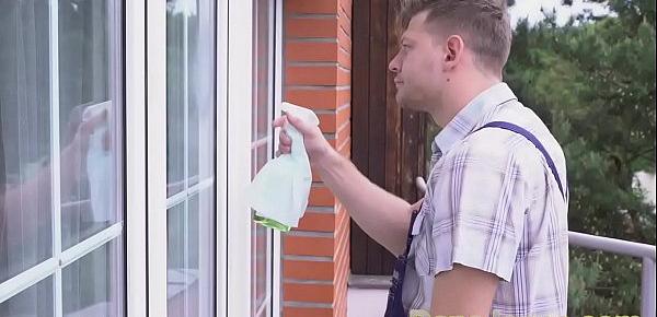  Dane Jones Horny Russian housewife in sexy lingerie seduces window cleaner